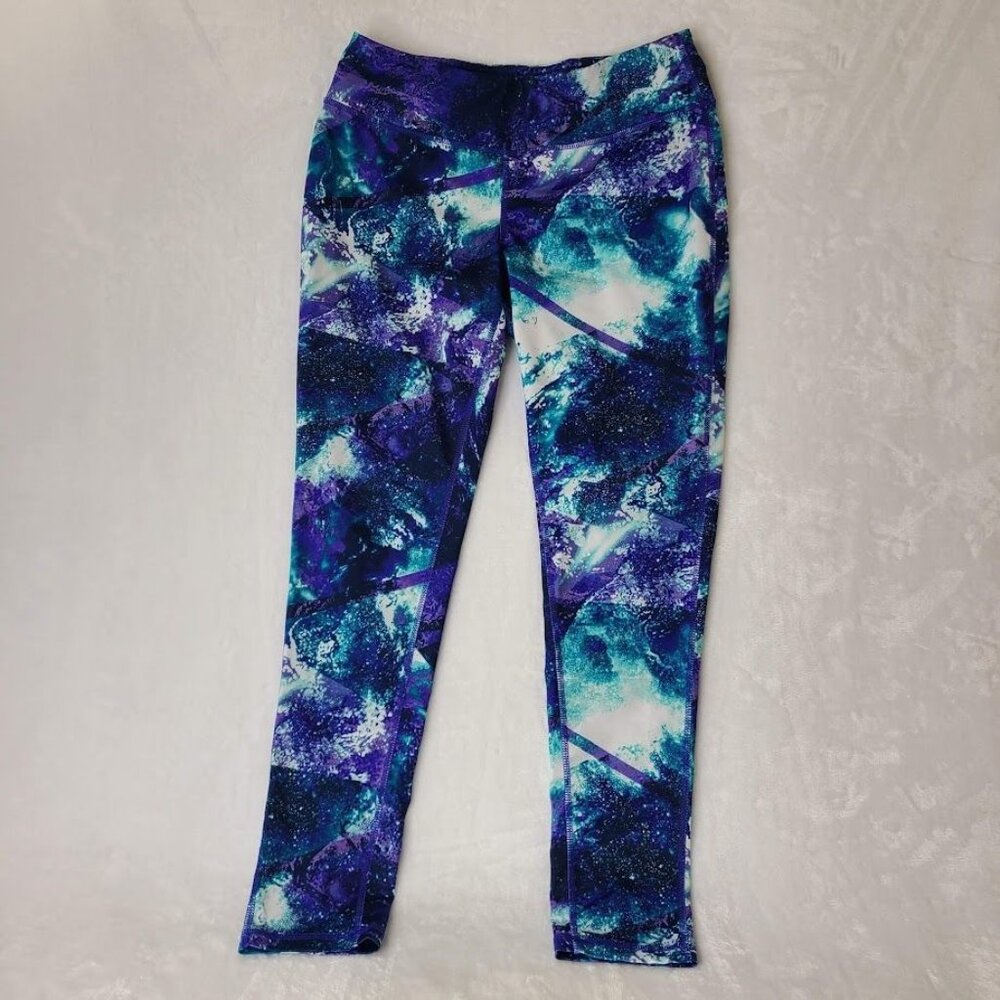 Tek Gear Abstract Print Womens Active Leggings Purple Blue Stretch Yoga Size M - Picture 8 of 8
